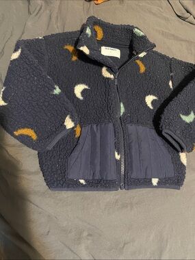 Old Navy Navy Fleece Jacket with Mustard Dot